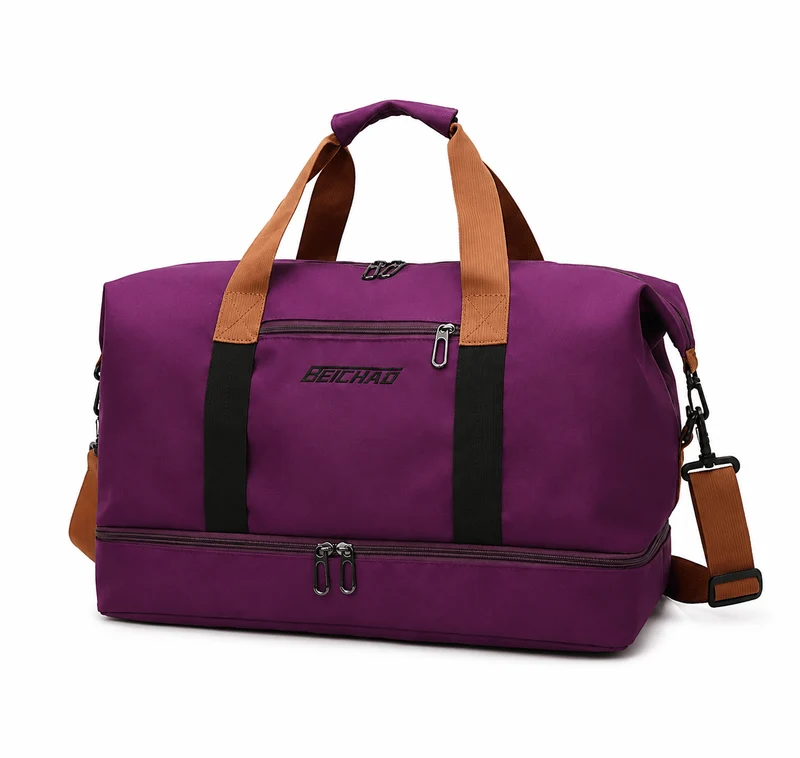 Sac polochon de voyage femme extensible en tissu Oxford avec bandoulière