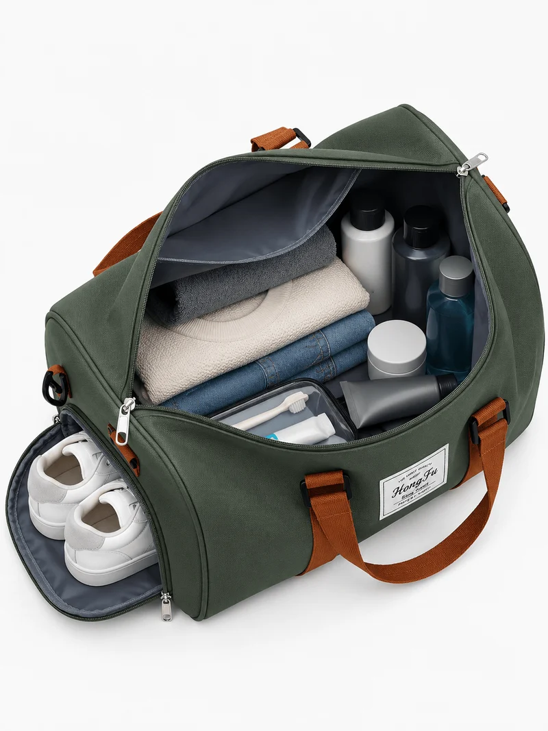 Sac polochon de sport en nylon avec poche à chaussures