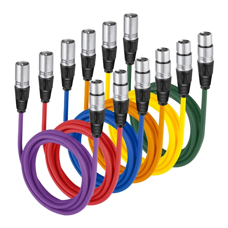 Ensemble de Câbles XLR Couleurs 2m (Paquet de 6)