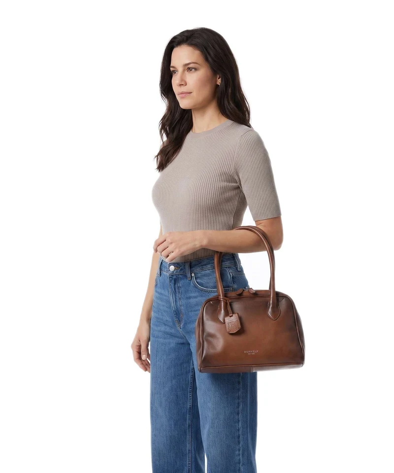 Burkely Ledger Sac porté épaule cognac