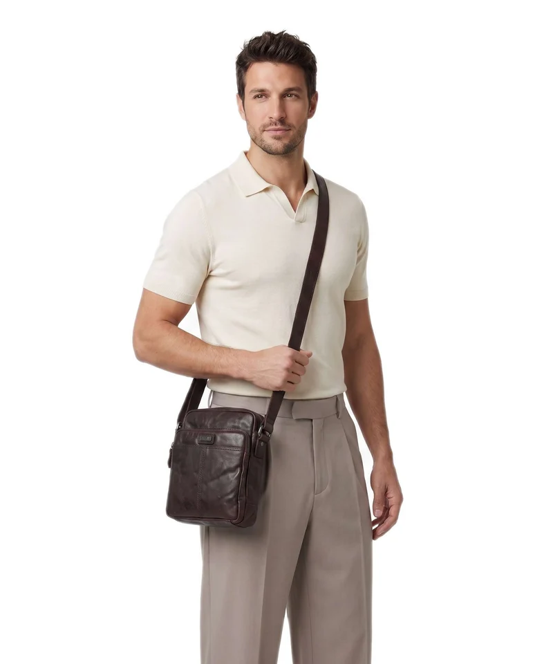 Spikes & Sparrow Bronco Vermont Sac bandoulière dark brown