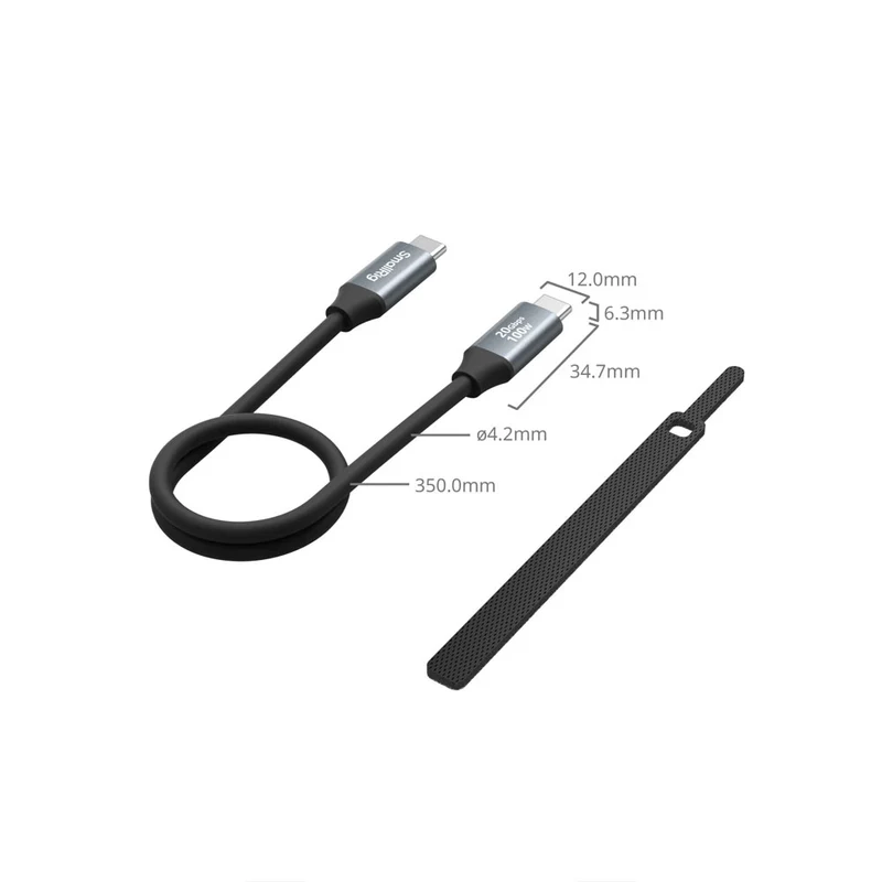 Câble de données USB-C vers USB-C Droit à Droit 35cm