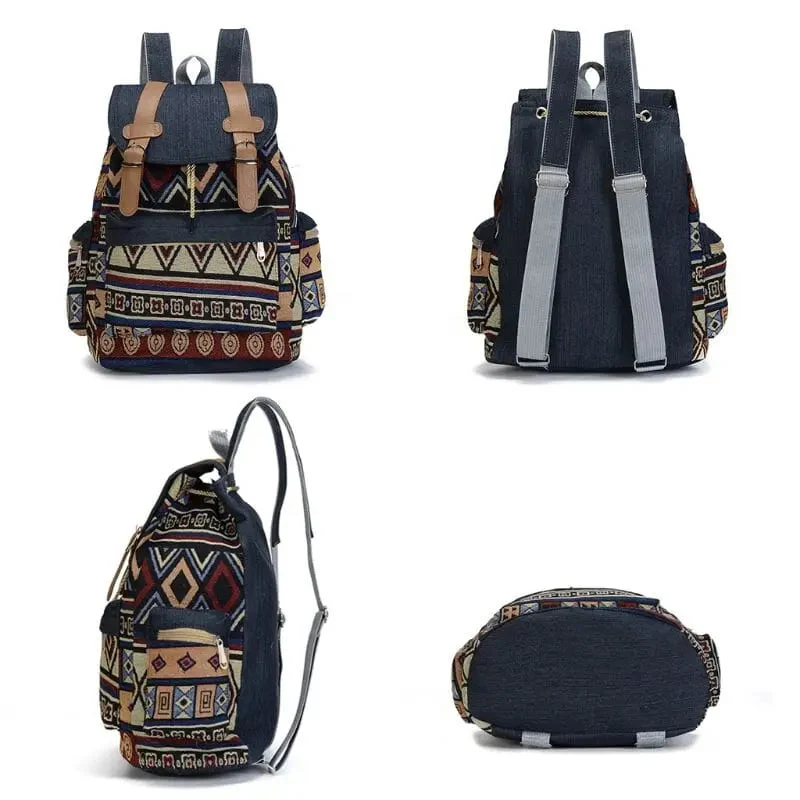 Sac à Dos Voyage Aztèque | Toile Canvas et Poches