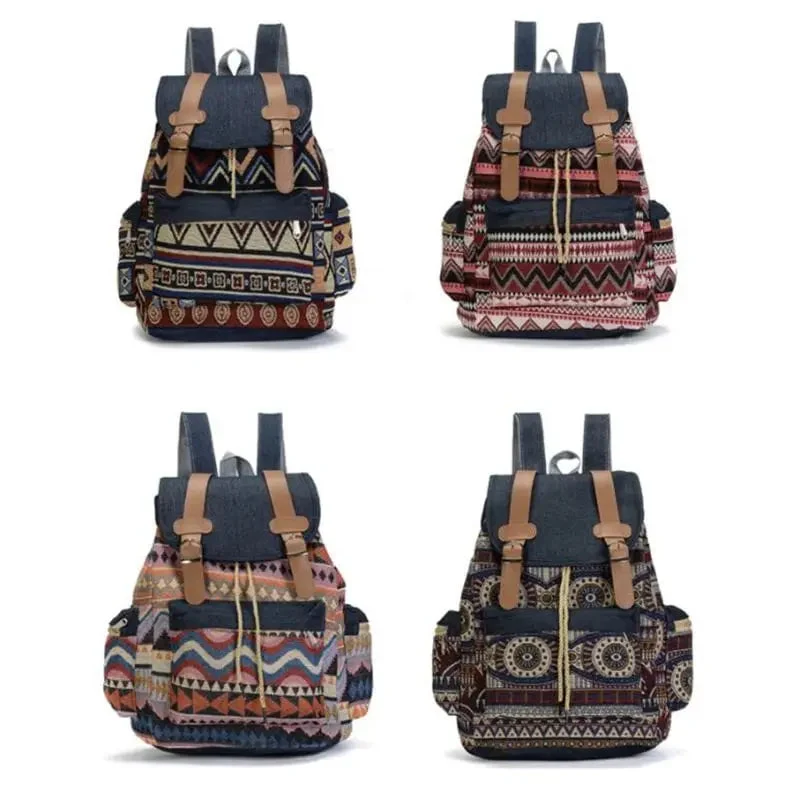 Sac à Dos Voyage Aztèque | Toile Canvas et Poches