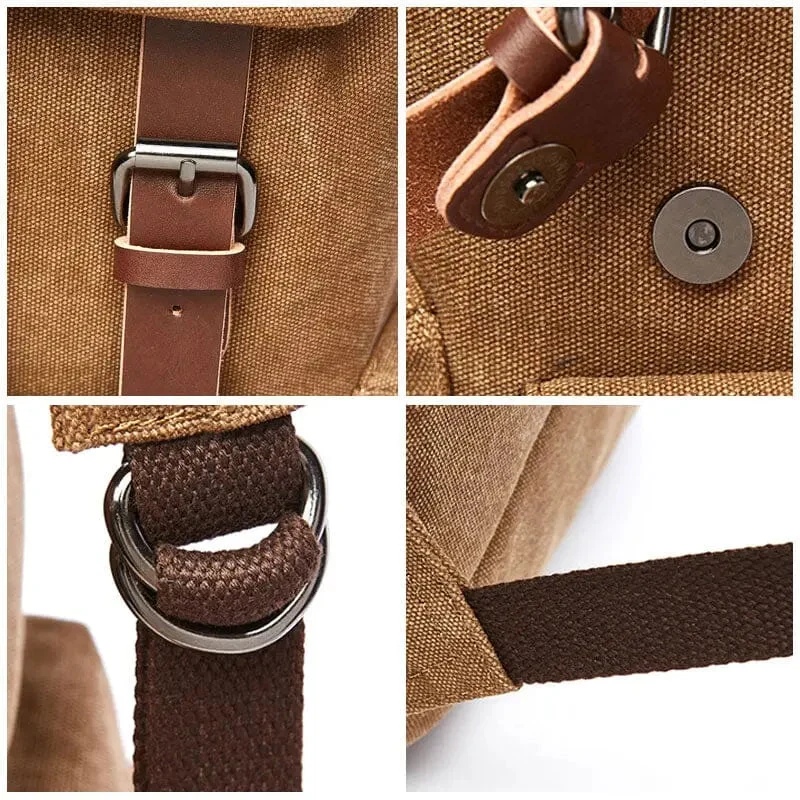 Sac à Dos Vintage Toile | Spacieux avec Poches Latérales