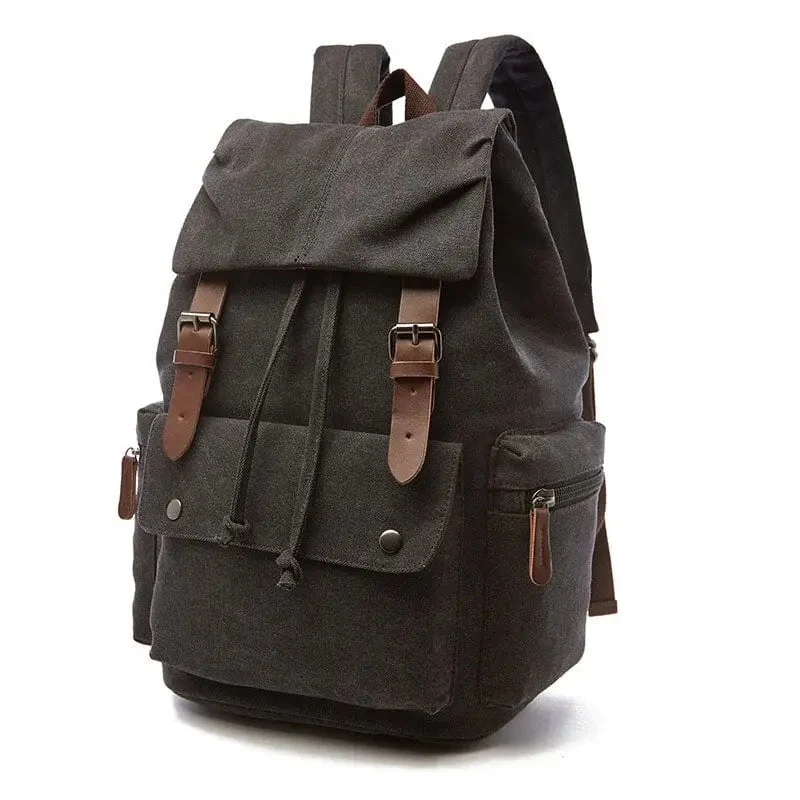 Sac à Dos Vintage Toile | Spacieux avec Poches Latérales