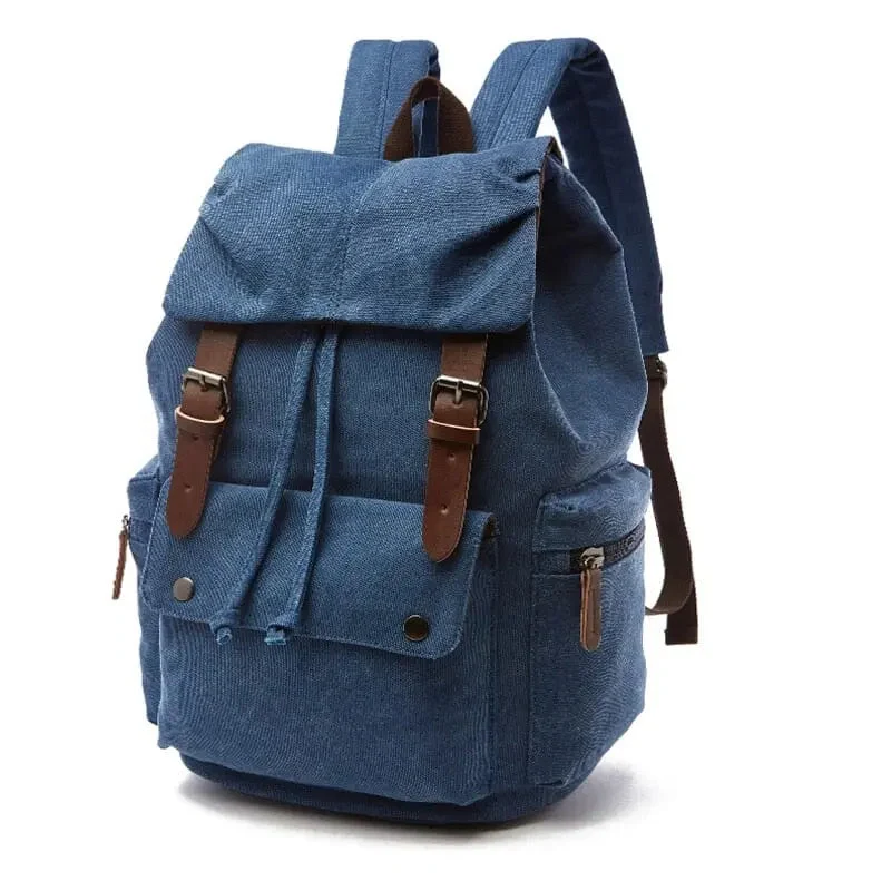 Sac à Dos Vintage Toile | Spacieux avec Poches Latérales
