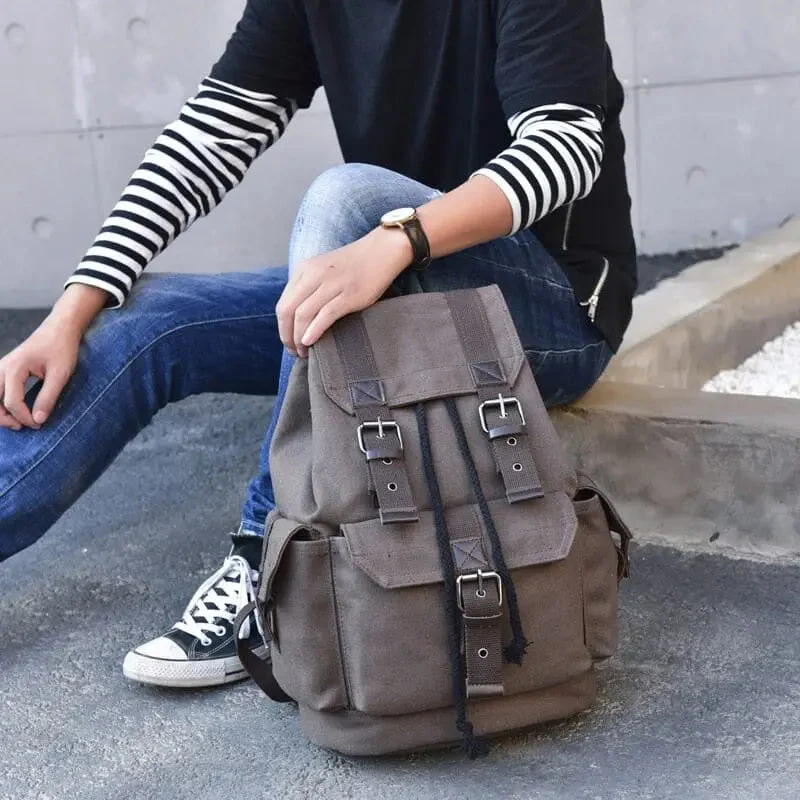 Sac à Dos Vintage Toile | Grande Capacité Poches Multiples