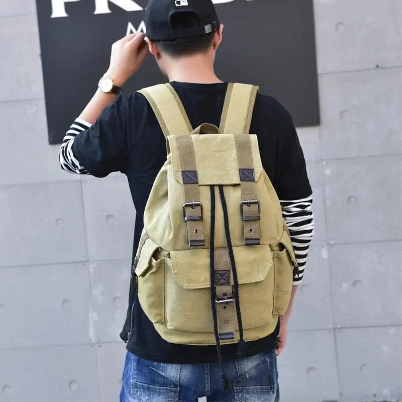 Sac à Dos Vintage Toile | Grande Capacité Poches Multiples