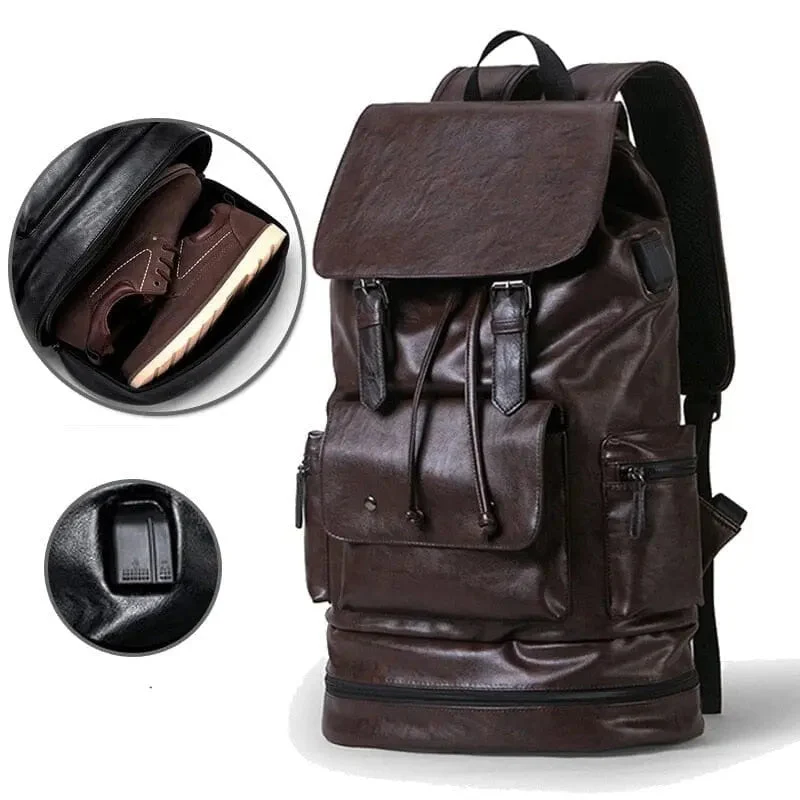 Sac à Dos Vintage Homme | Compartiment Chaussures Usb