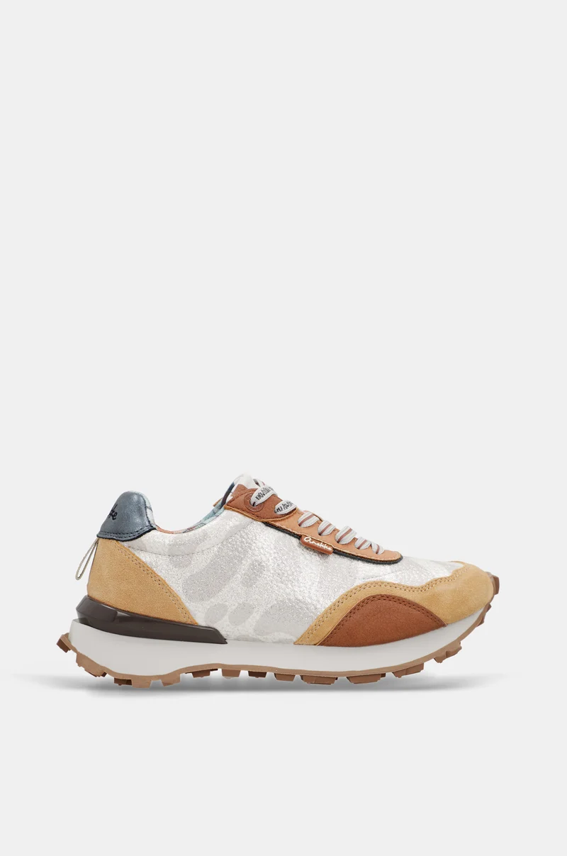 Sneakers beige et orange
