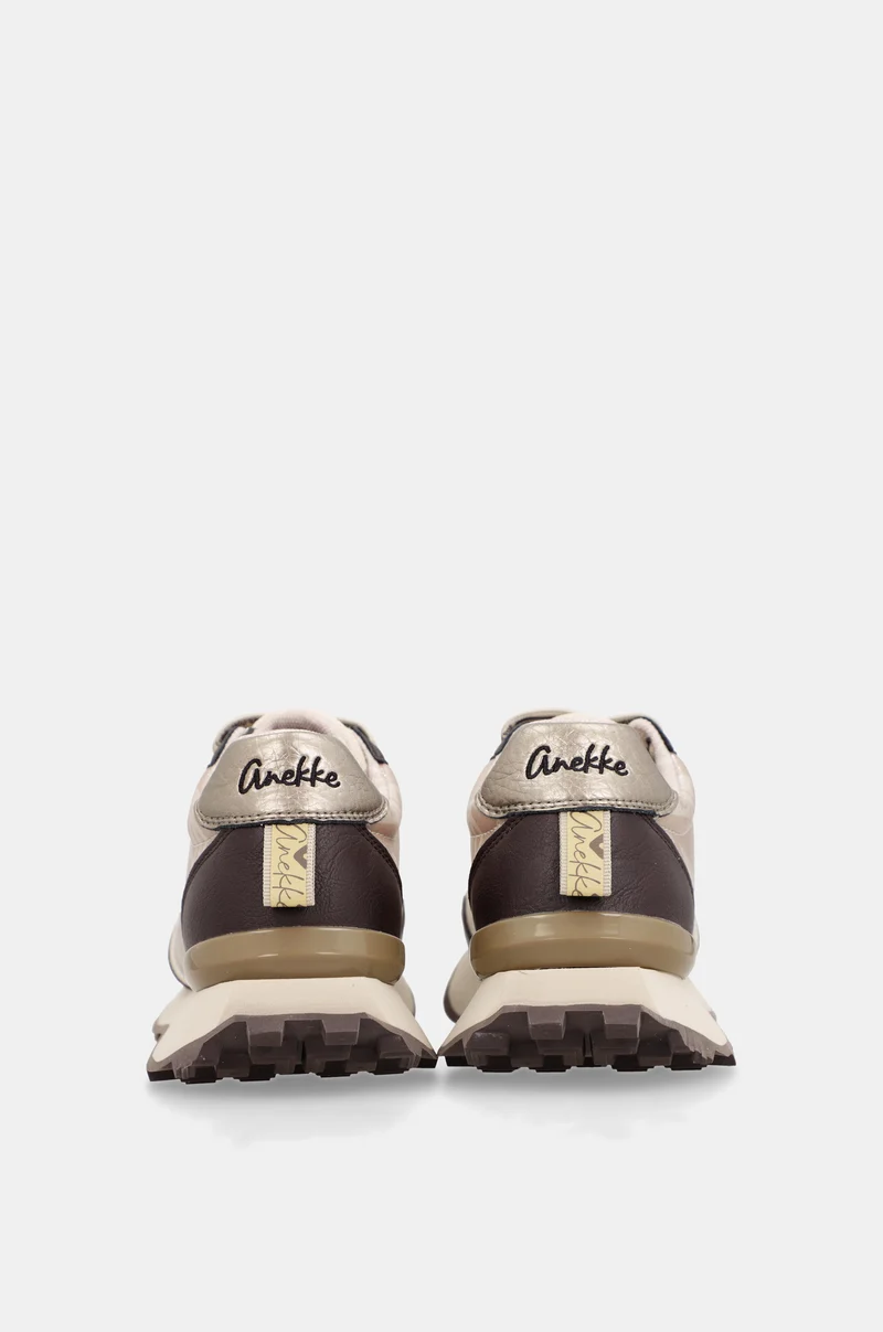 Sneakers beige avec détails marron