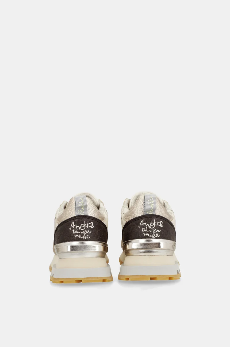 Sneakers beige et dorés