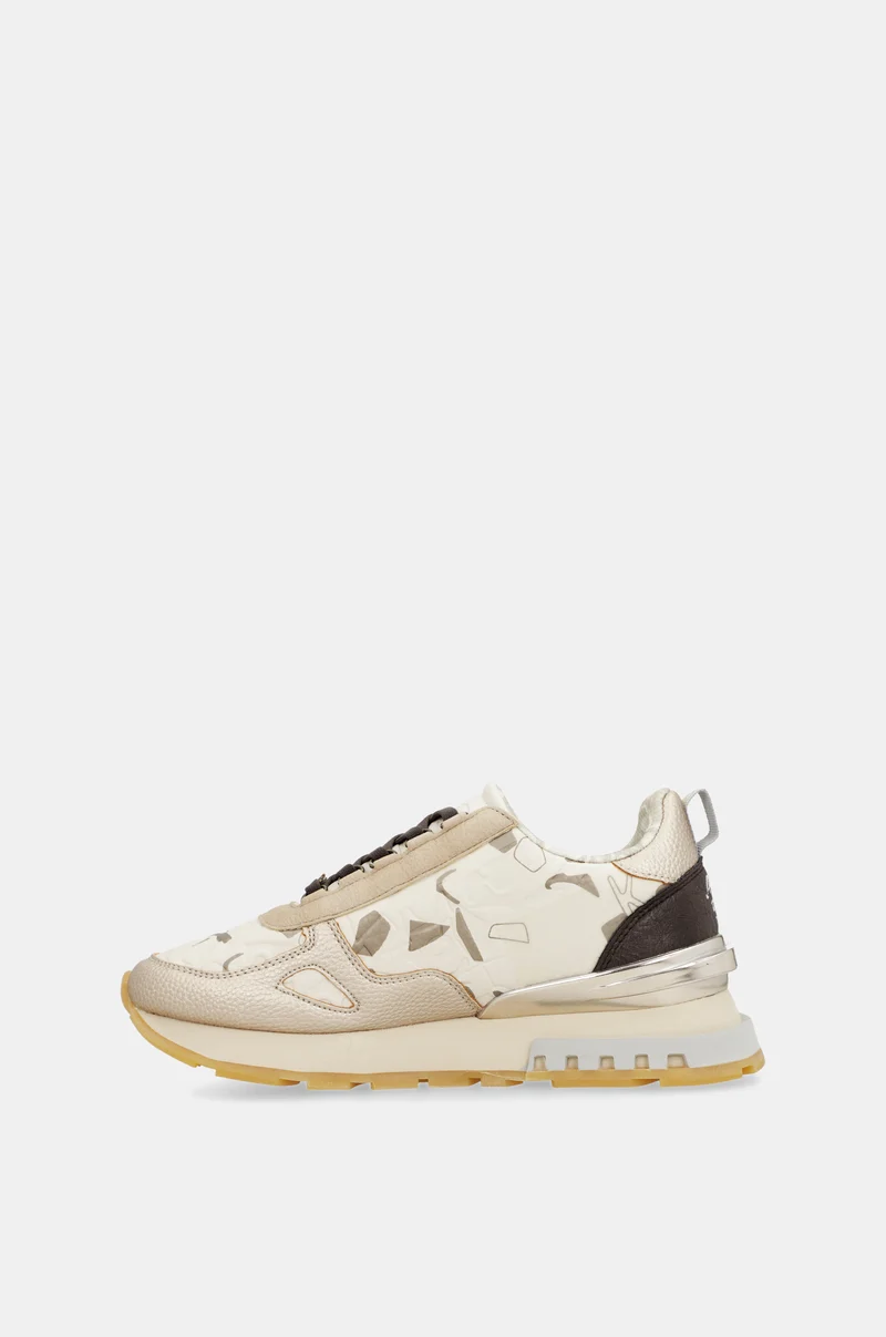 Sneakers beige et dorés
