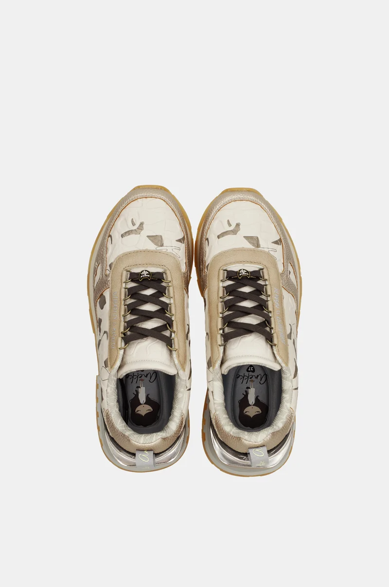 Sneakers beige et dorés