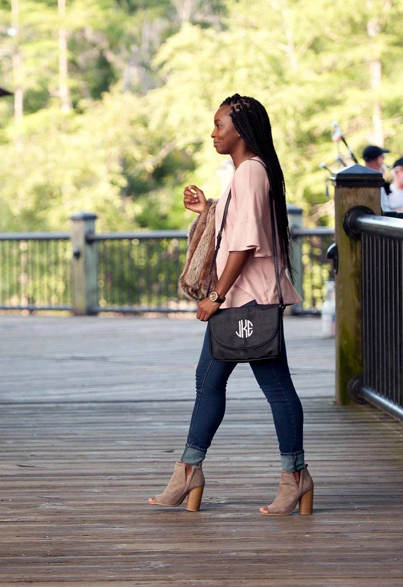 Black Anna Crossbody Bag - Personalized