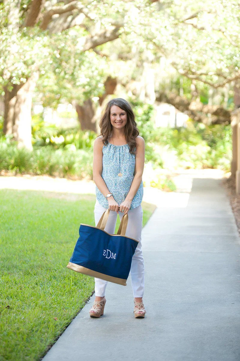 Navy Cabana Tote - Personalized