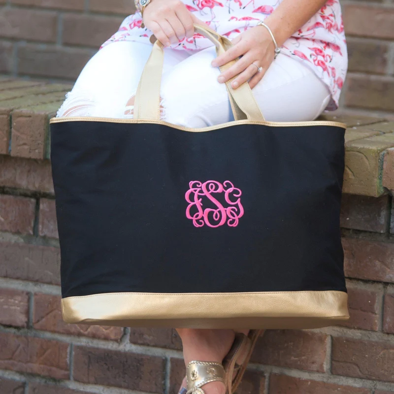 Black Cabana Tote - Personalized
