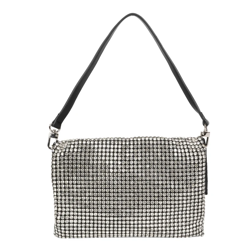 Josie Riona Glitter Clutch Handbag Silver
