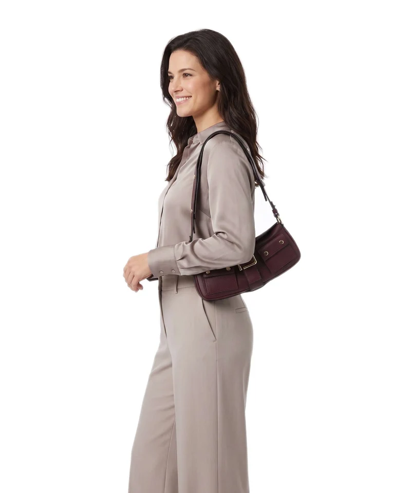 Lancel Multipocket Sac porté épaule cassis