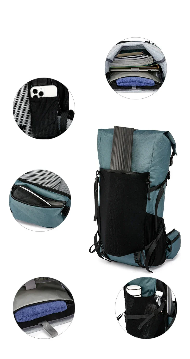 Sac à Dos Randonnée 40l | Roll-Top Extensible Nylon