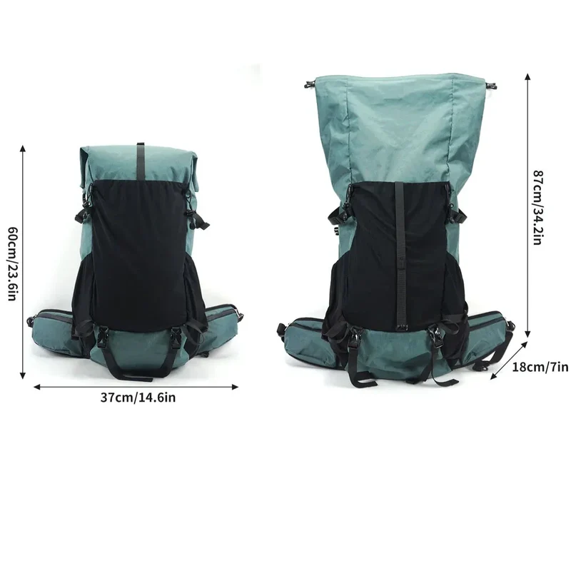 Sac à Dos Randonnée 40l | Roll-Top Extensible Nylon