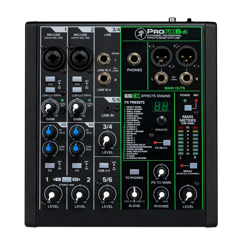 Mélangeur Professionnel de 6 Canaux avec USB - ProFX6v3