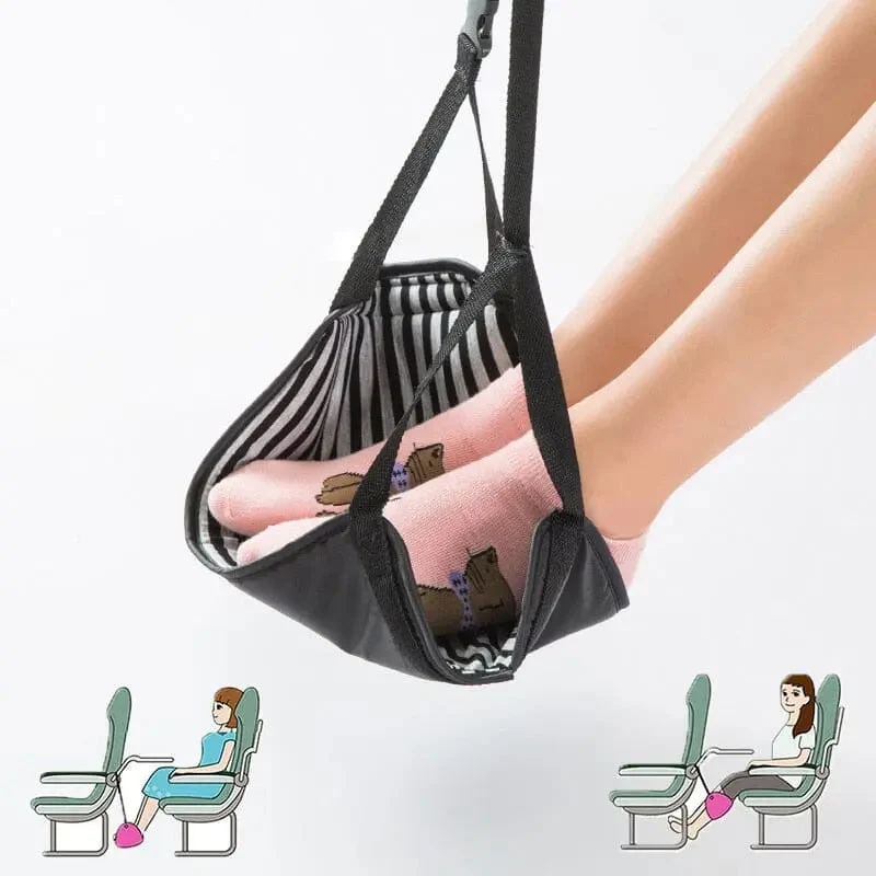 Repose-Pieds de Voyage Avion | Sangle Ajustable Polyester