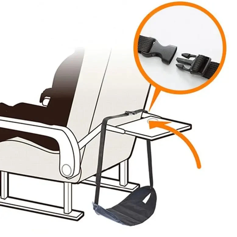 Repose-Pieds de Voyage Avion | Sangle Ajustable Polyester