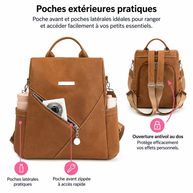 Naha sac à dos antivol femme élégant