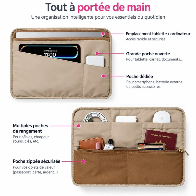 Kelly sacoche ordinateur femme matelassée