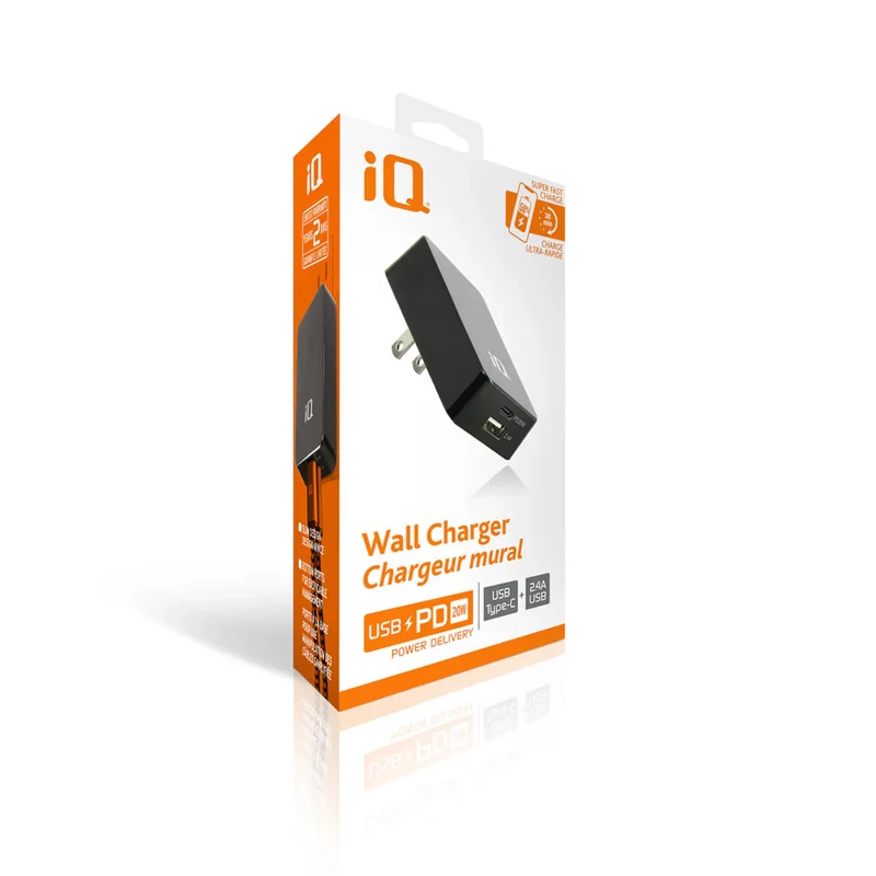 Chargeur mural USB-C 20W et USB-A 2.4A