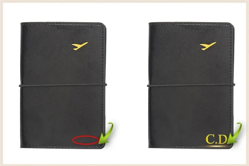 Pochette Passeport Personnalisée | Initiales en Lettres Dorées