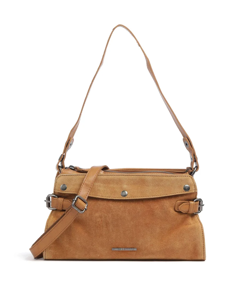Spikes & Sparrow Suede Mix Madelon Sac porté épaule tan