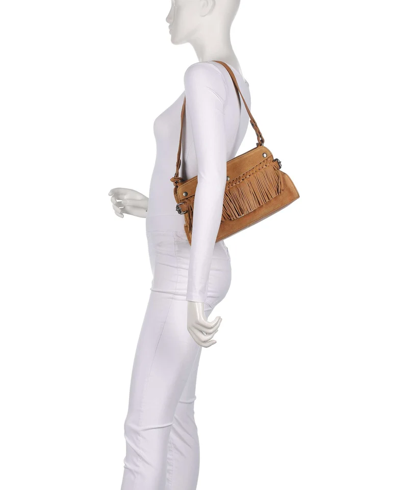 Spikes & Sparrow Suede Mix Madelon Sac porté épaule tan