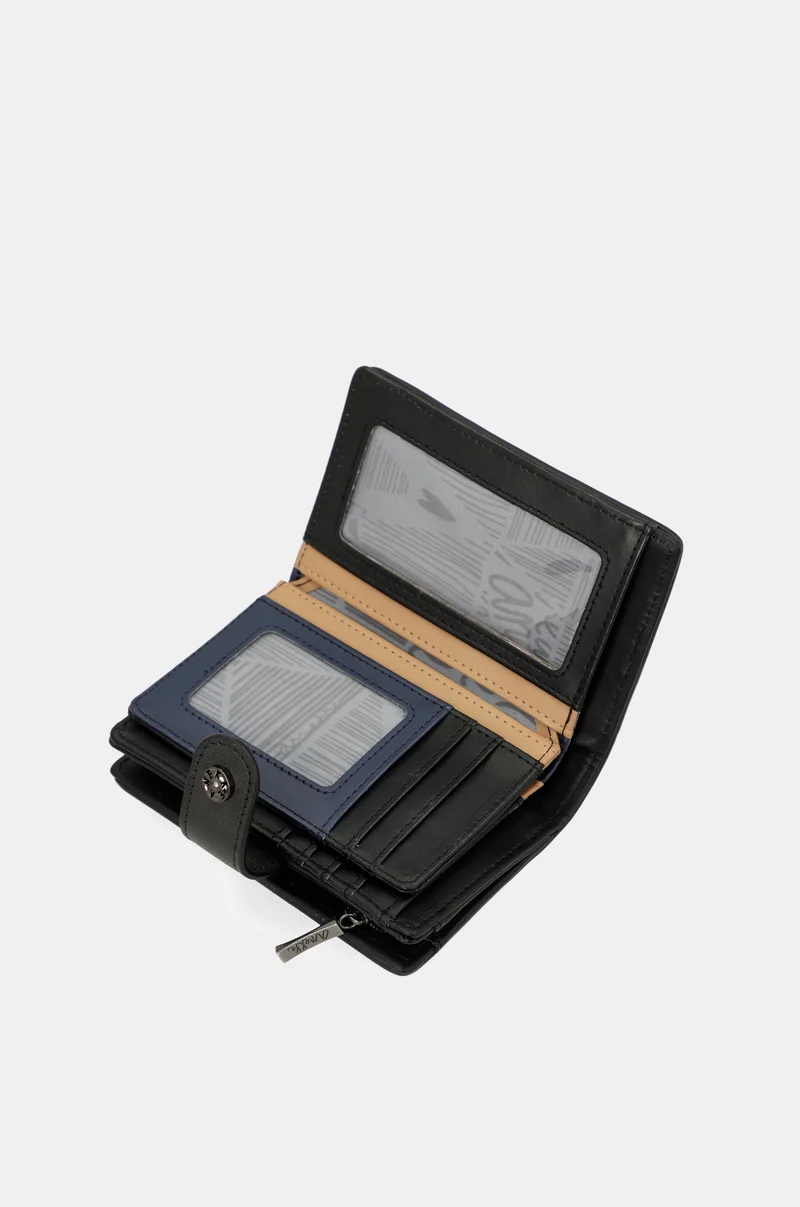 Portefeuille RFID petit format bleu marine Studio
