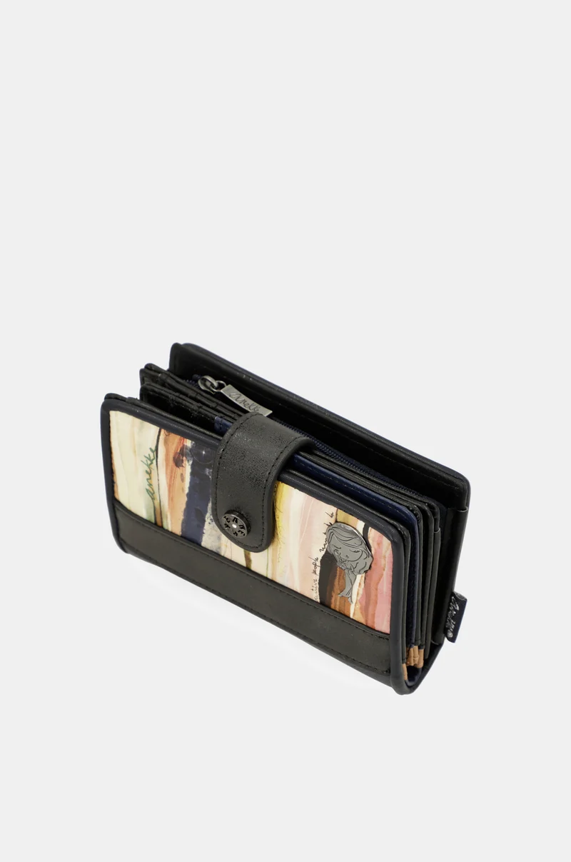 Portefeuille RFID petit format bleu marine Studio