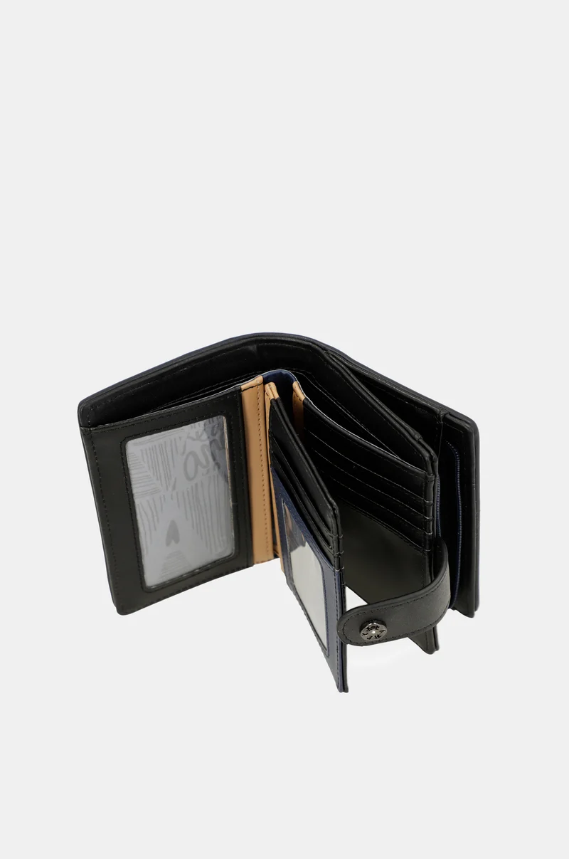 Portefeuille RFID petit format bleu marine Studio