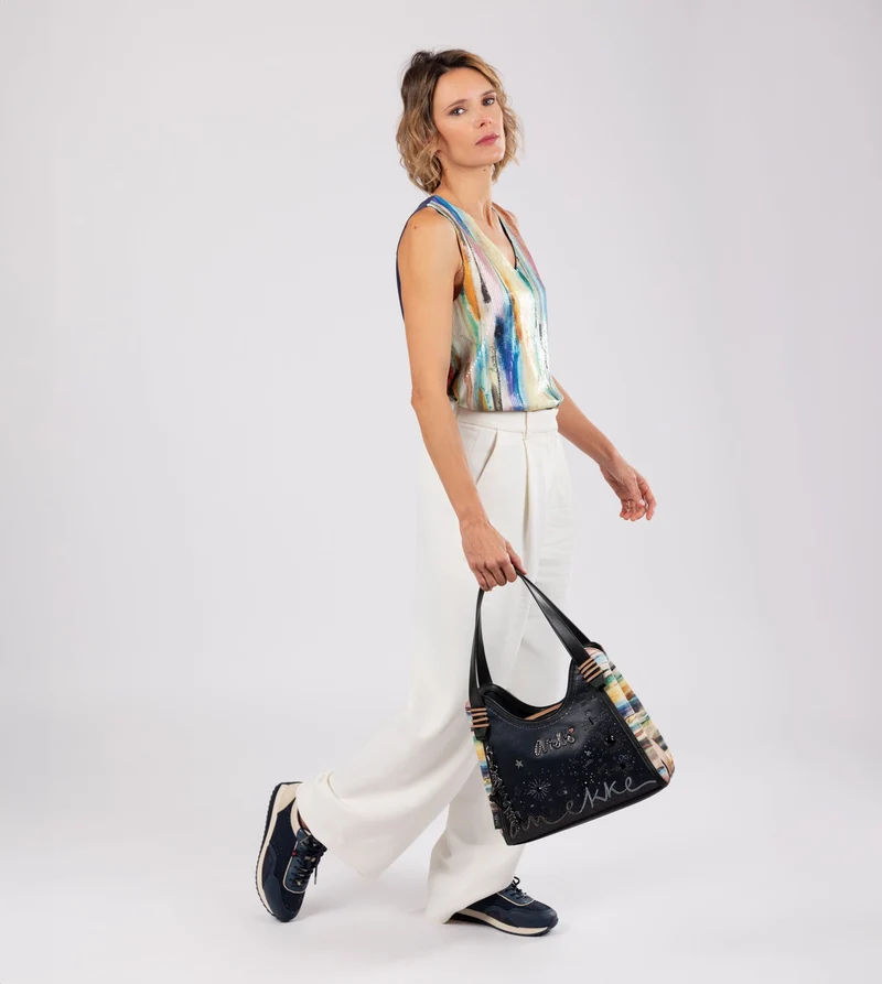 Sac porté épaule bleu marine Studio