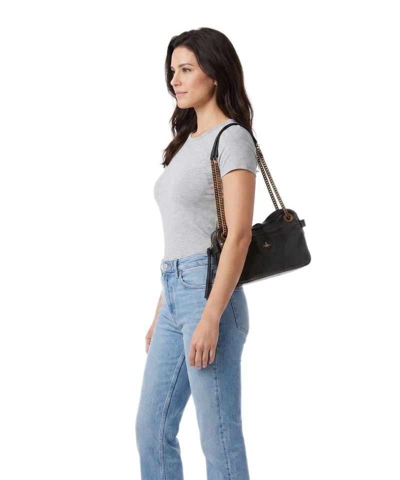 Vivienne Westwood Dolce Laser Line Medium Sac porté épaule black/beige