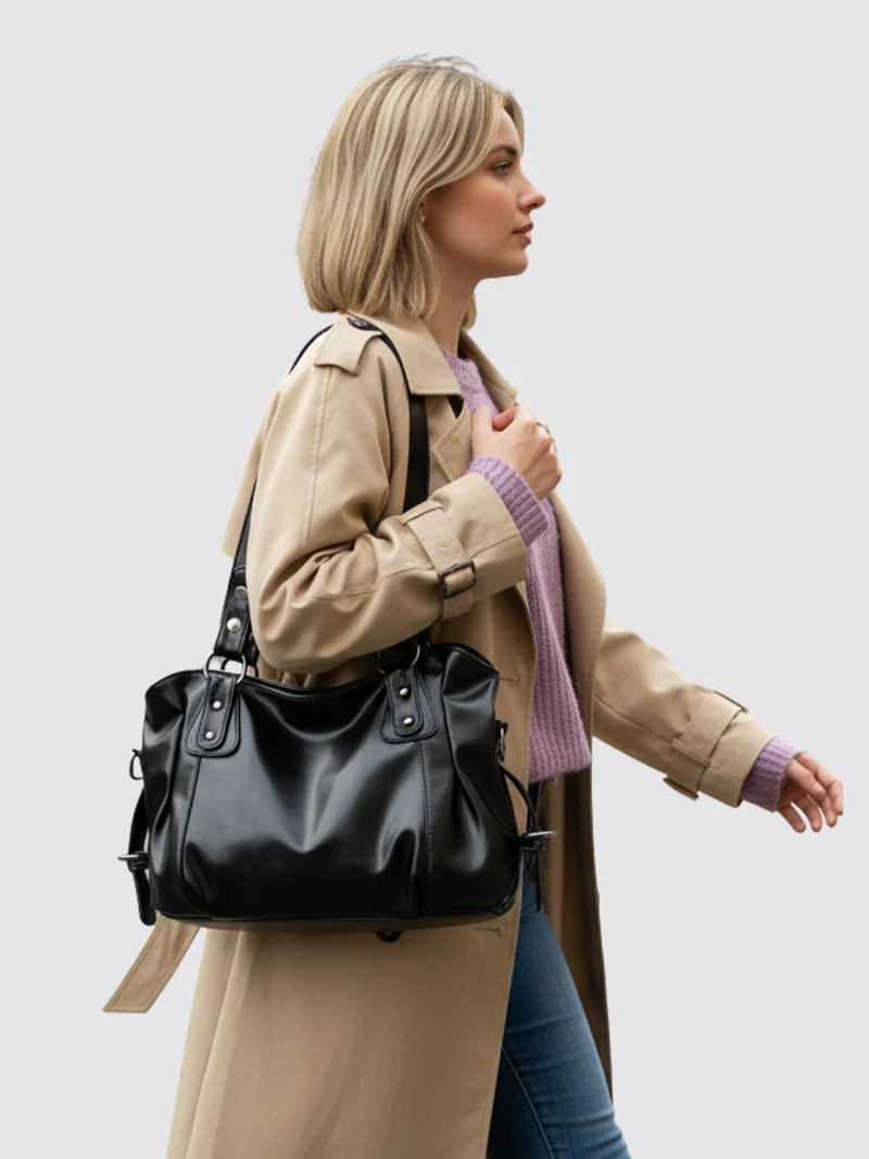 Sac en cuir Angelina - Noir