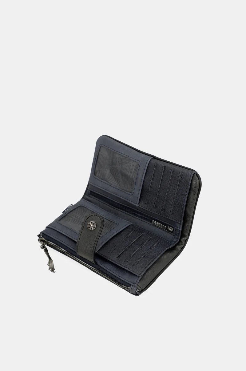 Portefeuille RFID souple bleu marine Studio