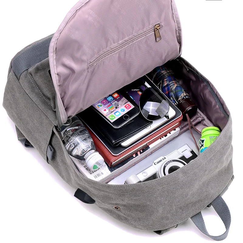 Sac à dos collégien en toile avec chargeur USB