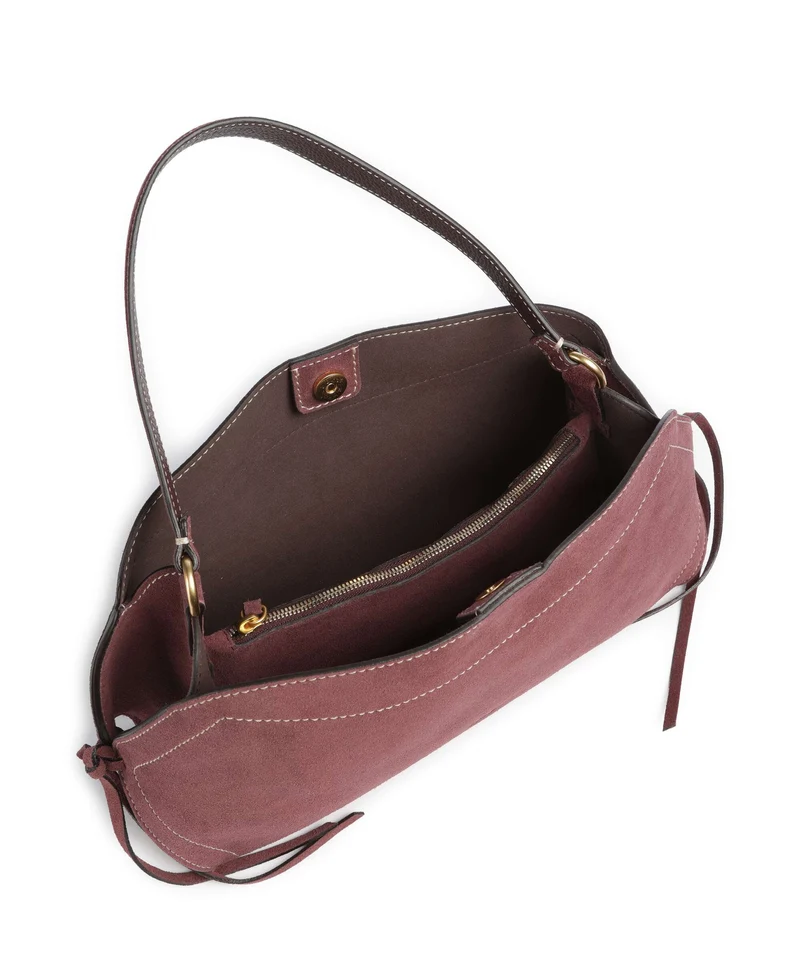 Abro Suede Necessity Small Sac porté épaule burgundy