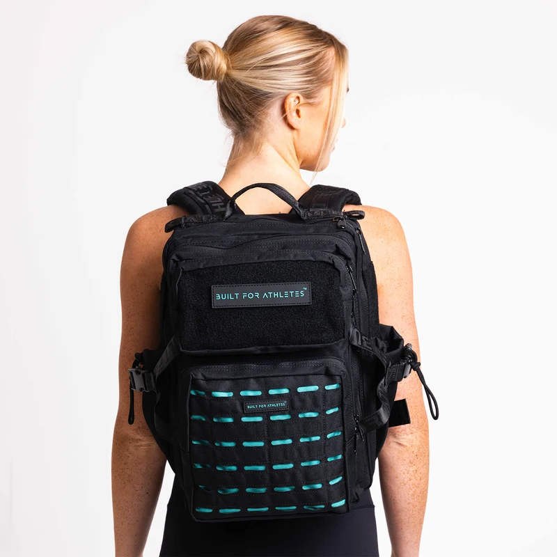 Black & Aqua Gym Backpack Compact