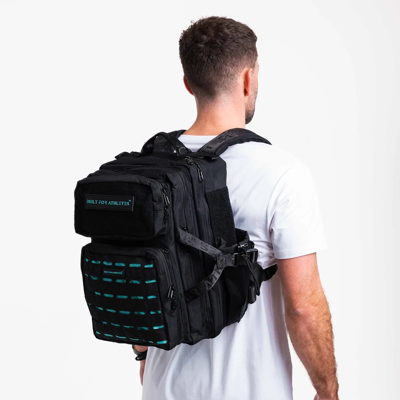 Black & Aqua Gym Backpack Compact