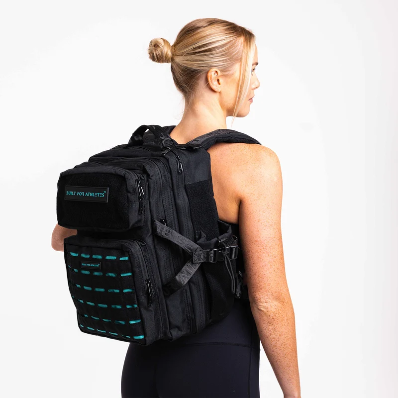 Black & Aqua Gym Backpack Compact