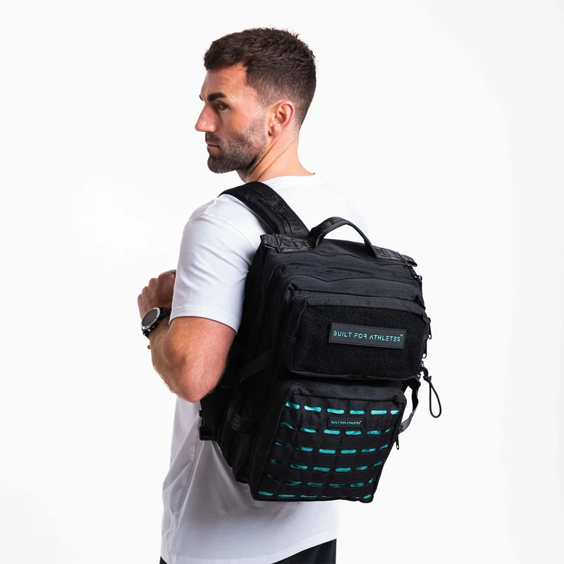 Black & Aqua Gym Backpack Compact
