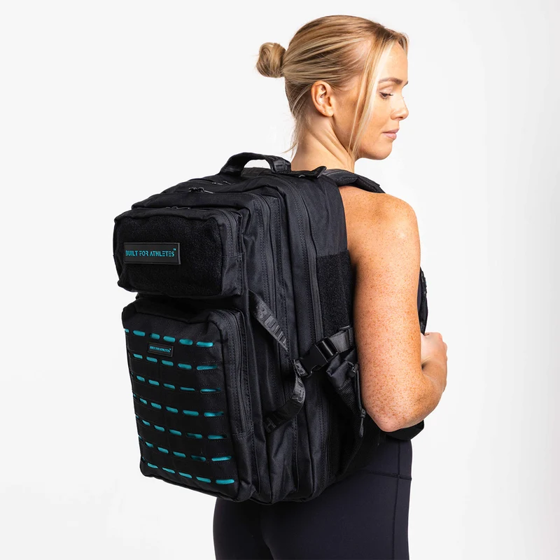 Black & Aqua Gym Backpack Plus