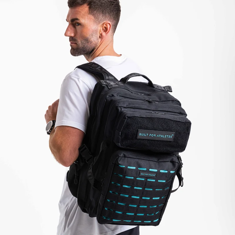 Black & Aqua Gym Backpack Plus
